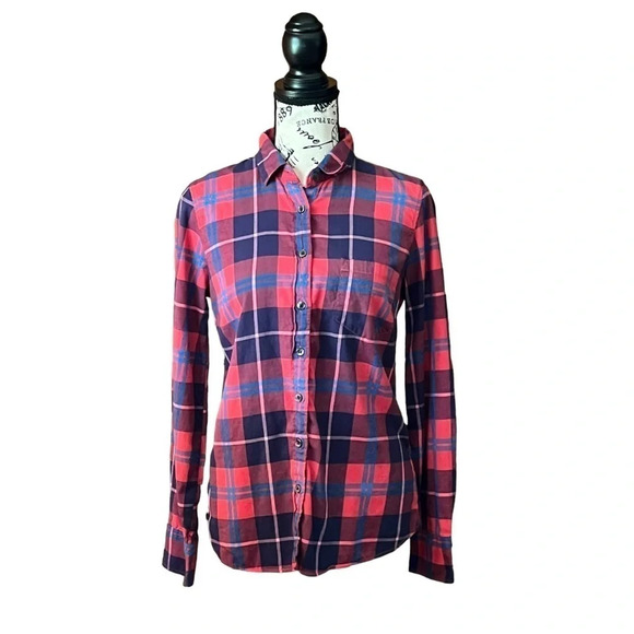 J. Crew Factory Tops - J crew perfect fit womens plaid outdoor nautical preppy camp shirt S capsule
